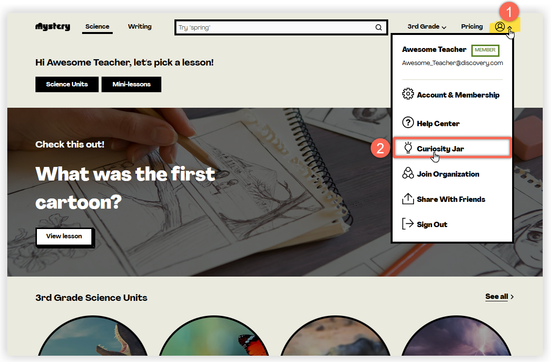 Mystery Science_home page_Select Profile and Curiosity Jar.png